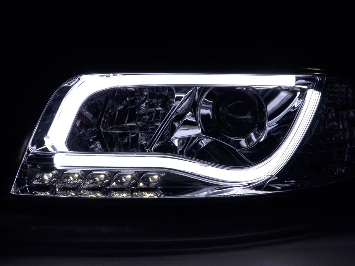 Scheinwerfer Set Daylight LED TFL-Optik Audi A6 Typ 4B 01-04 chrom Scheinwerfer Set Daylight LED TFL-Optik Audi A6 Typ 4B 01-04 chrom